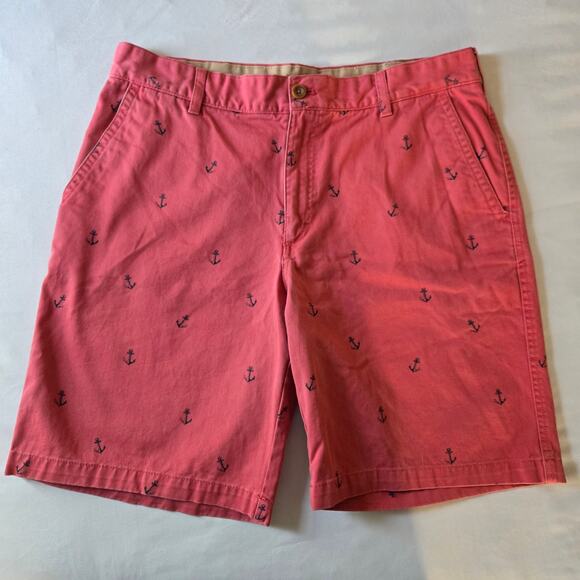 Izod Saltwater Anchor Print Shorts - Men's Size 36 Reddish Pink 10" inseam - Picture 1 of 5